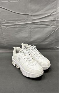 HE White Quad Kick Roller Sneakers Deformation Skate Shoes Women's EUR 37