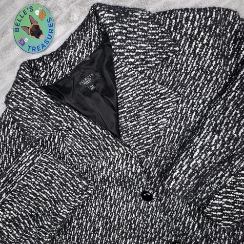 VETEMENTS Giacca blazer monopetto Talbots taglia 16W nero bianco tweed misto lana alpaca