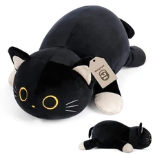 24" Black Cat Plush Weighted Stuffed Animals, 4.2lbs Weighted Black Cat Pillo...