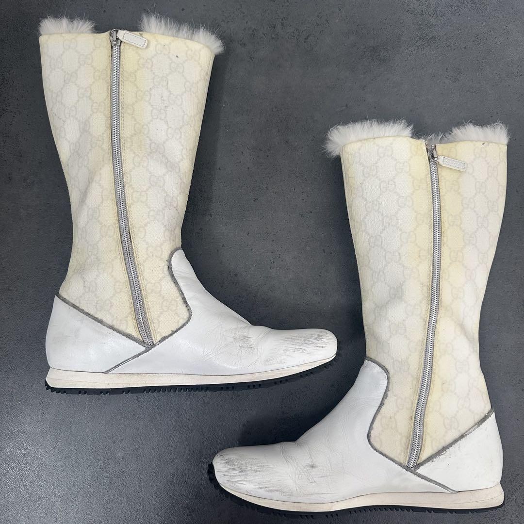GUCCI Boots Heel Interlocking Leather White EU38/US8 107372c thumbnail 20