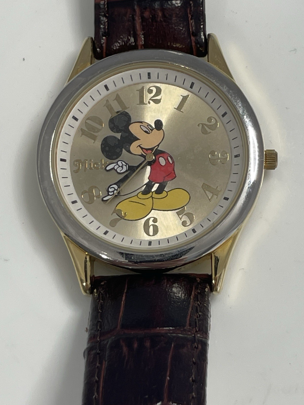 MICKEY MOUSE WATCH DISNEY LEATHER STRAP MODEL  MZB 632 -Japan Movement