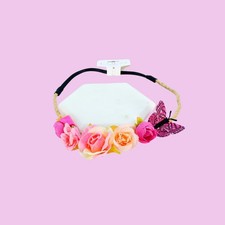 Floral Headband Headwrap Flower Head Piece Girl Rose Butterfly Princess Cute