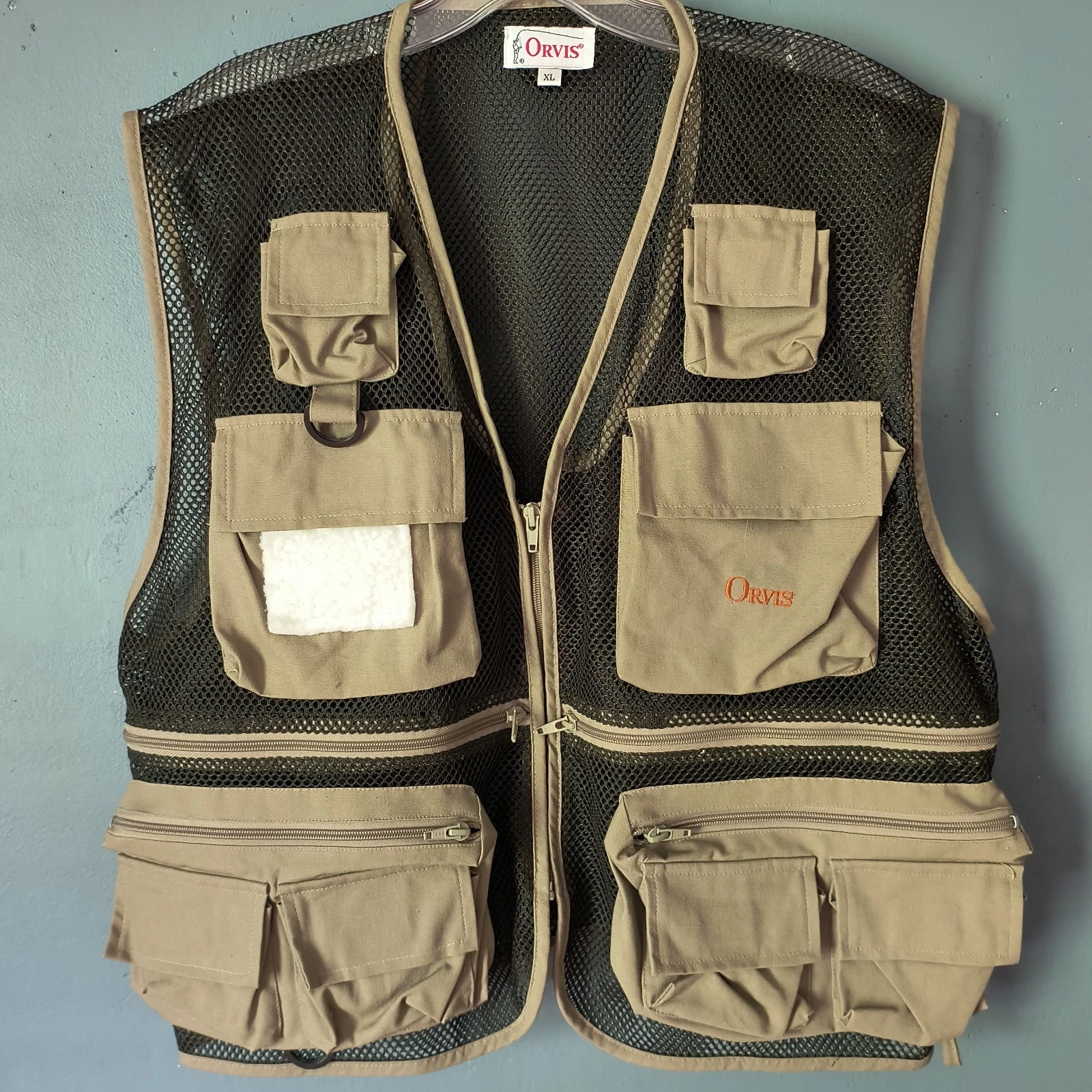Vtg Orvis Fly Fishing Vest XL Men Black Tan Mesh Unisex Utility Pockets Gorpcore