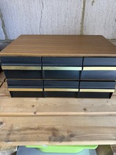 Ancien étui de rangement cassette audio - 6 tiroirs peut contenir 72 bandes effet bois