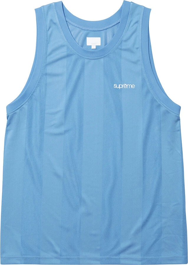 Supreme   logo classique à rayures maille   gilet maillot débardeur   bleu clair   moyen