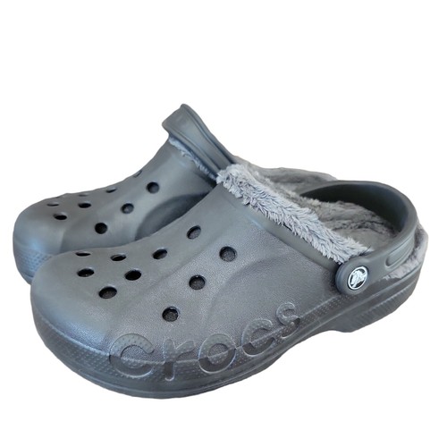 Black Fuzzy Crocs- Slip On- Men 7 