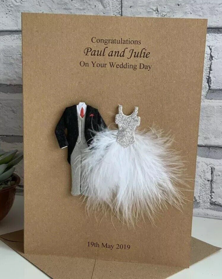 Personalised Wedding Congratulations Card For Bride & Groom - Handmade & Customisable