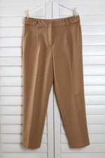 TALBOTS NEW $99 Tab Waist Khaki Beige Pleated Tapered Dress Pants Size 8
