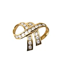 Gold Plated Sterling Silver Cubic Zirconia Bow Enhancer Slide Pendant