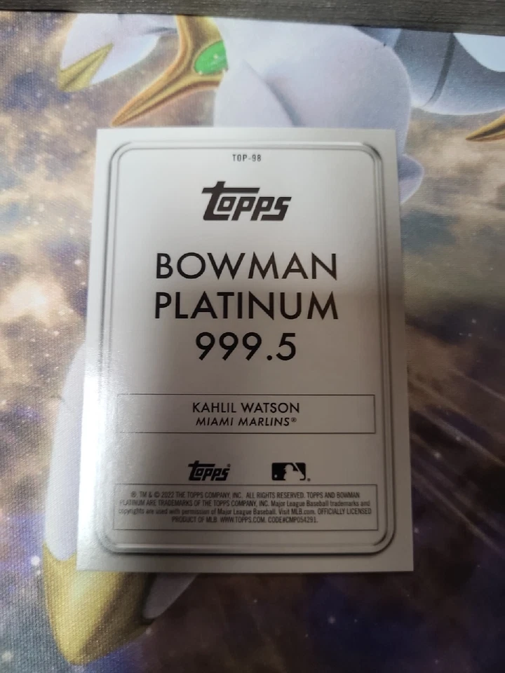 2022 Bowman Platinum Kahlil Watson SP Platinum Bar # /75 999.5 Marlins  - Image 4 of 4