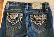 Miss Me Girls Jean Shorts Size 14 Bermuda Stretch Denim Embellished