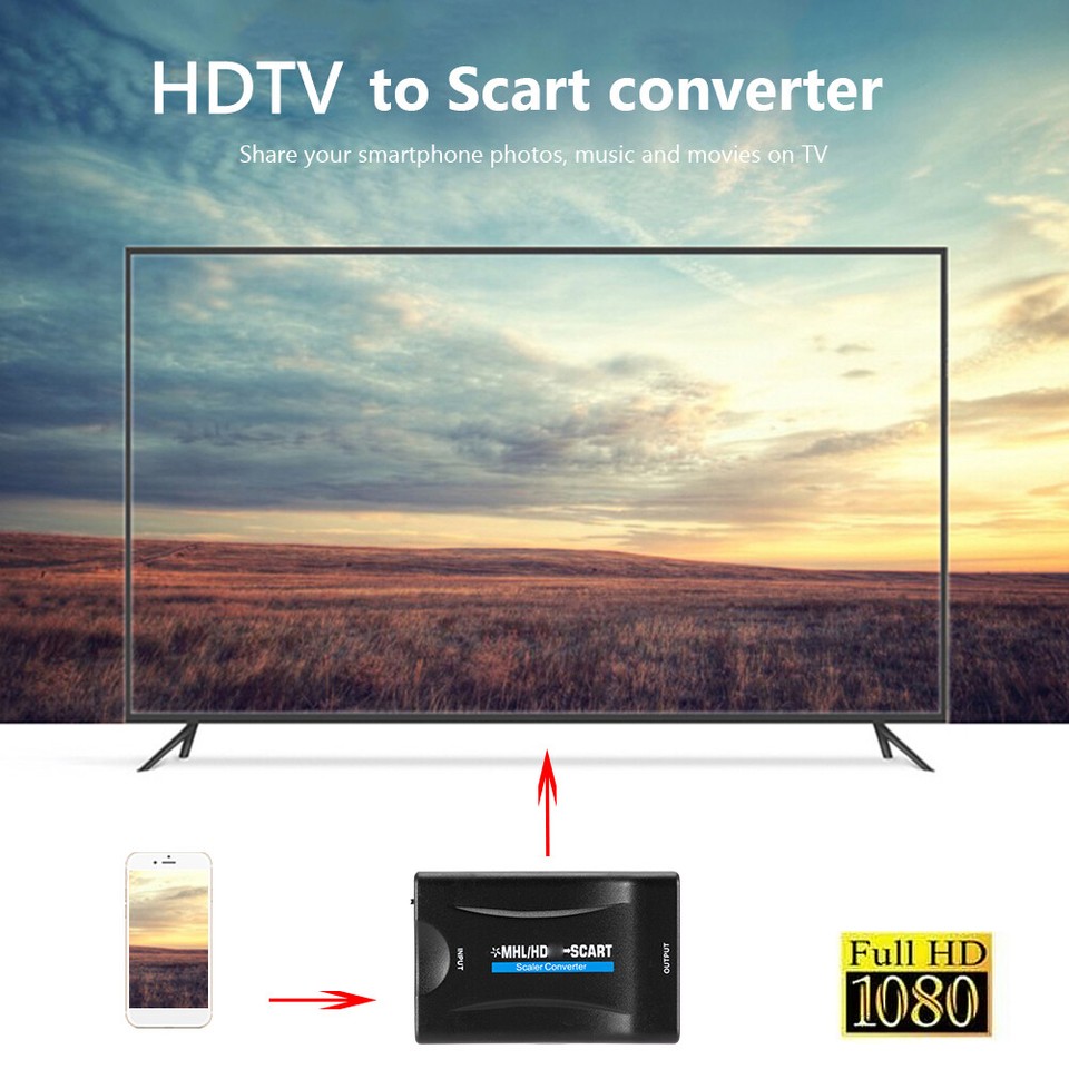 1080P HDMI to SCART Video Upscale Converter Audio Adapter for HD TV
