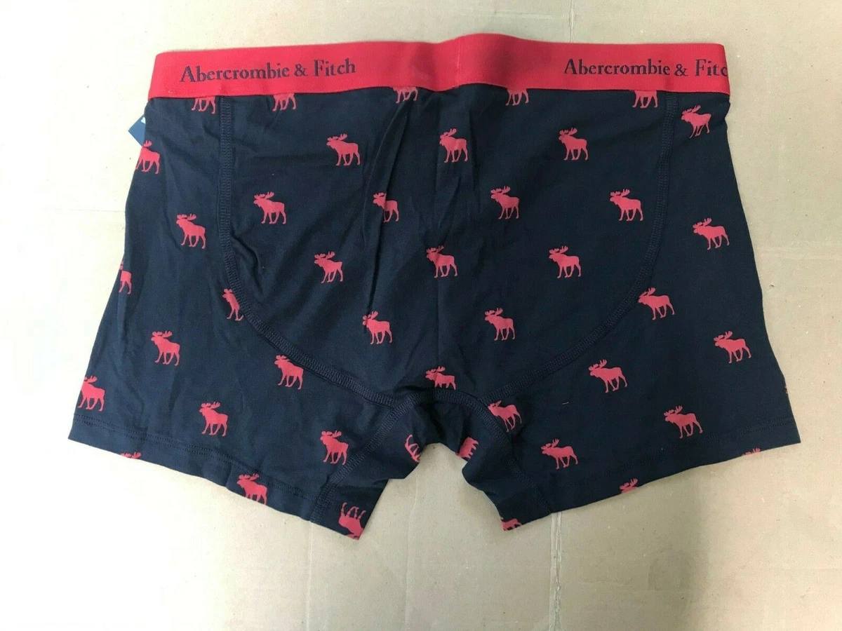 Men s NWT Abercrombie Fitch Boxer Briefs NAVY WITH RED Size