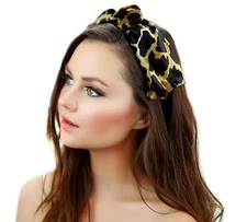 Kristin Perry Giraffe Print Velvet Knot Headband