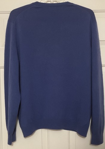 Lands' End 100% Cashmere V-Neck Sweater - XL - Blue - Picture 7 of 8