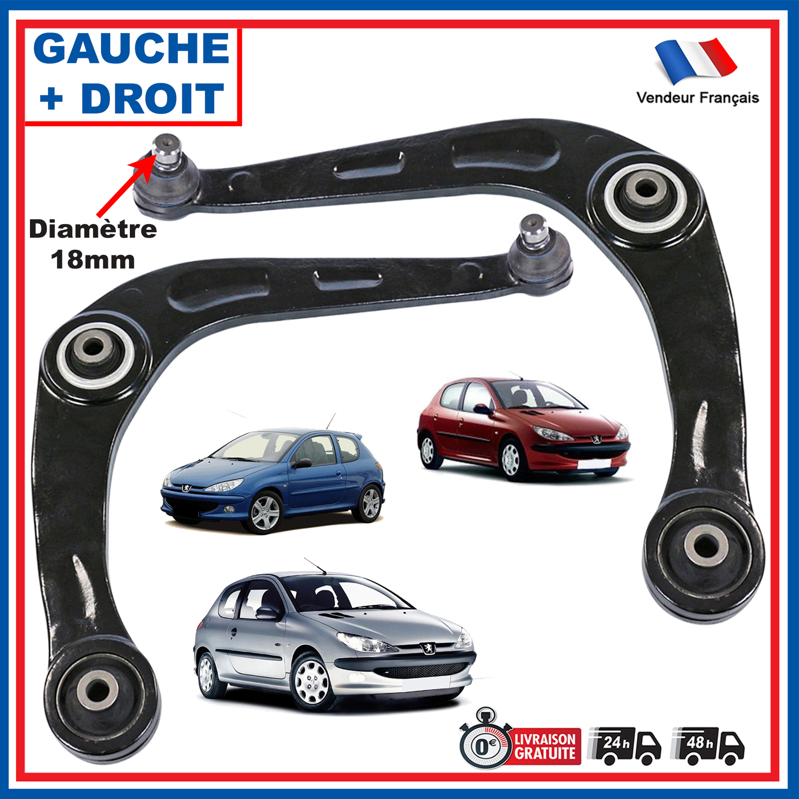 Triangle de suspension 3521.C8 3520.G8 pour corriger le parallélisme d'une Peugeot 206