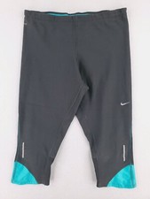 Nike Pants Womens Medium Gray Teal Capri Compression Yoga Athleisure Running Gym