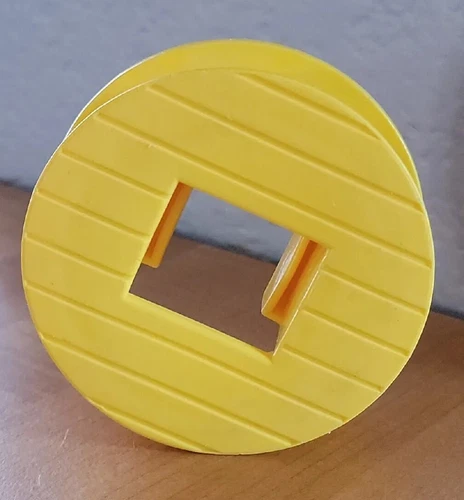 Vtg Fisher Price Little People Sesame Street Clubhouse Yellow Cable Spool Wheel