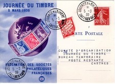 406+ FDC  CARTE MAXIMUM  1er JOUR  JOURNEE  DU  TIMBRE 1939    CASTRES