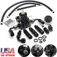 0-100psi Adjustable Fuel Pressure Regulator Kit Oil Gauge -6AN Black US