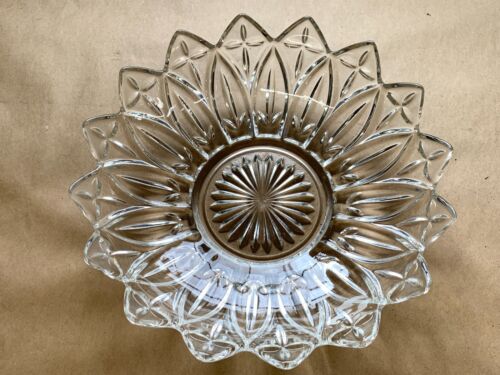 Vtg Federal Glass Petal Clear Federal Glass Co. 1960's Star Petal Bowl 10" - Picture 1 of 5