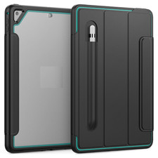 Transparent Back Auto-Sleep/Awake Function Case for iPad 5/6 BLACK/LIGHT BLUE