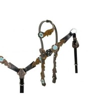 Leather Western Tack Set With Headstall ,Breast Collar and Reins.