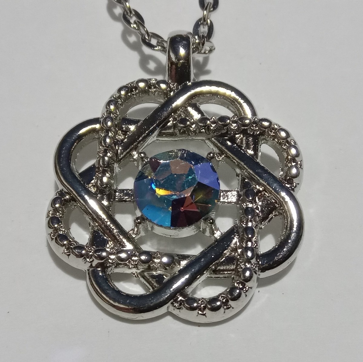 Pretty celtic knot pendant necklace with Swarovski Crystal UK