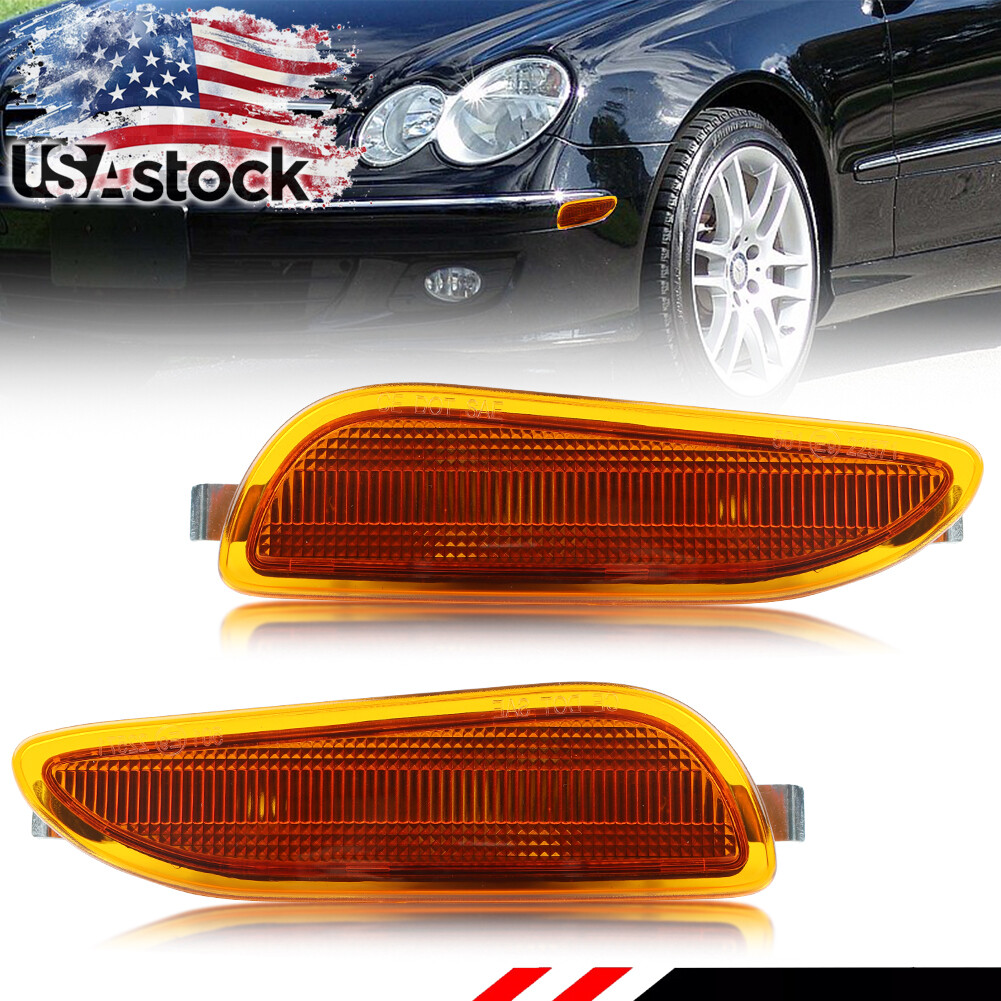 2X Amber Lens Bumper Marker Lights For 2003-2009 Mercedes CLK W209