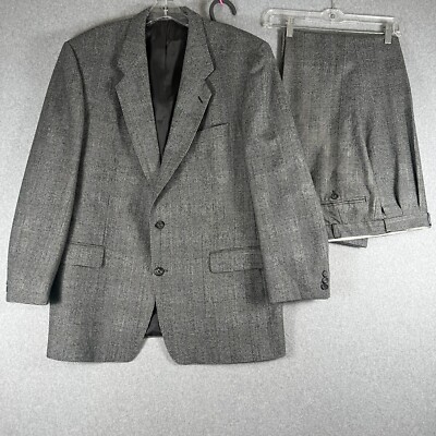 Hoff Mens Vintage Suit Zechbauer Checked Houndstooth Black White Needs TLC