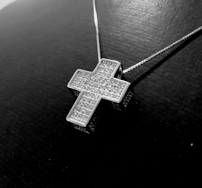 Collana Con Croce Collana In Argento Sterling 925 Placcato Oro - Foto 4