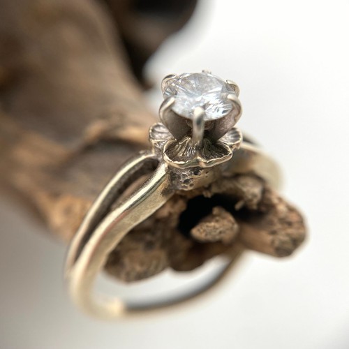 Vintage 1950s Signed "PB 14KT" Rose Gold Diamond Engagement Ring (Size 7) (R99G) - Bild 5 von 10