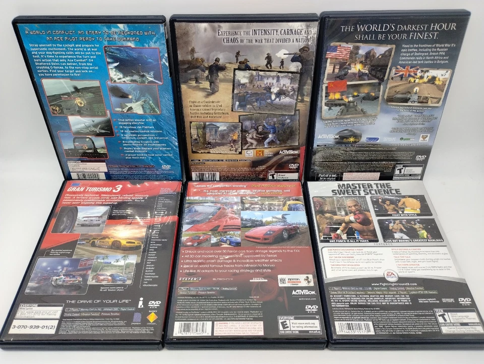 6 Videojuegos PS2 Ace Combat 04 Civil War Call of Duty Ferrari Gran Turismo 3+ Foto 2 de 4