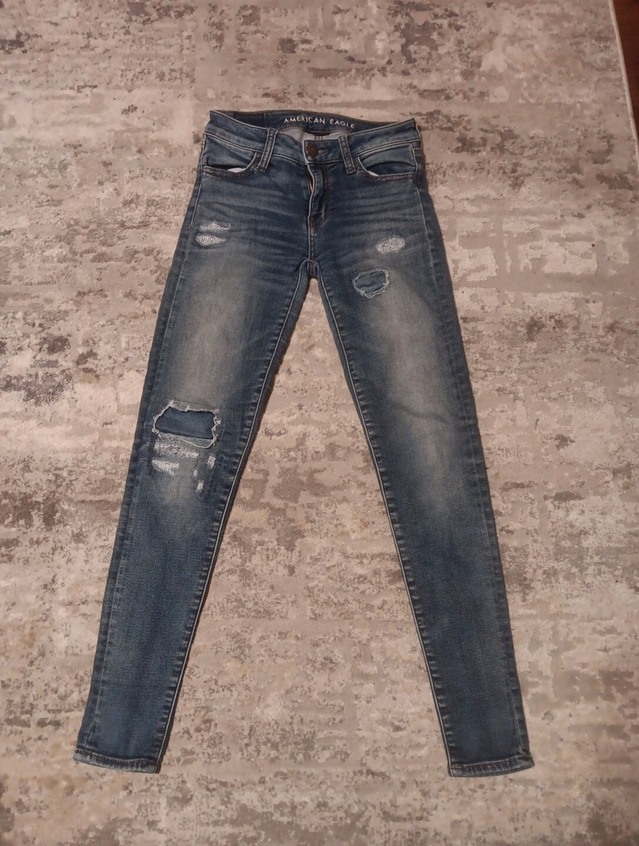 Women's American Eagle Jeans Super Stretch Jegging Size Distressed