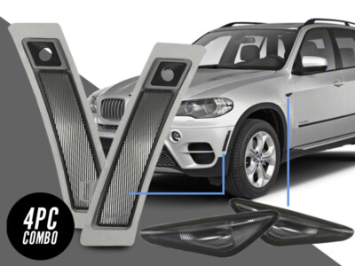 4PCS COMBO Smoke Reflector w/ Camera + Side Marker Light For 2011-13 BMW E70 X5