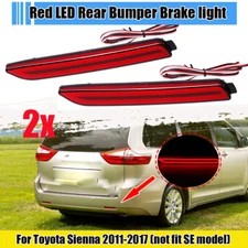 2x Red LED Rear Bumper Reflector Brake Stop Lights For Toyota Sienna 2011-2017