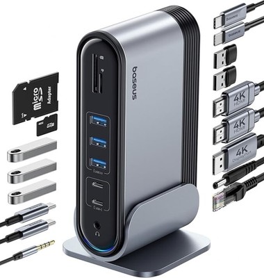 Baseus 17-in-1 Docking Station Laptop Docking Station 3 Monitors 4K. NEW