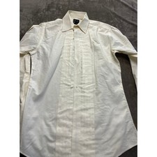 Jos A Bank Executive Collection Tuxedo Shirt Cream Pleated French Cuff 15.5 34