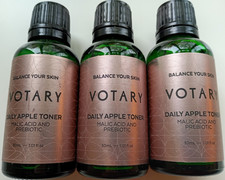 Image of £37RRP VOTARY DAILY APPLE TONER FACE MALIC ACID & PREBIOTIC 3 X 30ML TRAVEL SET