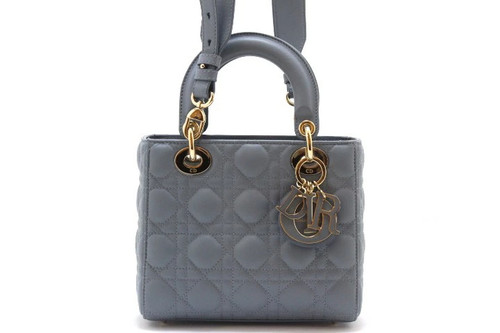Dior Bag Small Cannage Lady MYABC Shoulder Bag Leather BlueBlue Women's #DB209