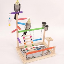Parrot Playground Parrot Playstand Wood Perch Gym Playpen,Parakeet Bird Play