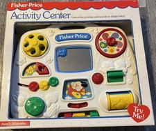 Vintage Fisher Price Crib Activity Center Busy Box Baby Learning Toy 1993