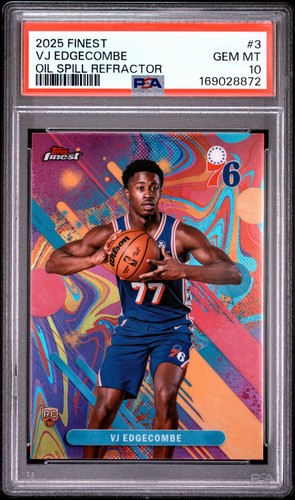 169028872 VJ Edgecombe 2025 Topps Finest #3 Oil Spill Refractor Common RC PSA 10