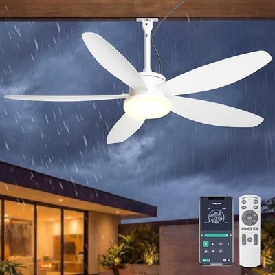 48'' LARGE Farmhouse Ceiling Fan w/ Lights and 5 Blades Indoor/Outdoor