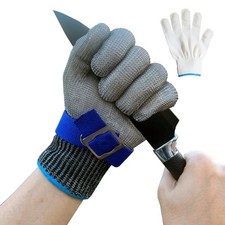 ANSI A9 Cut Resistant Gloves, Upgrade 2.0Food Grade 316Stainless Steel Wire M...
