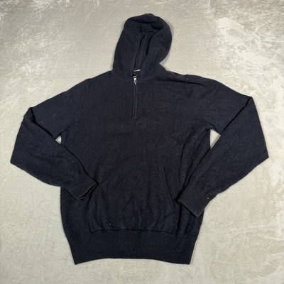 Naadam Cashmere Hoodie Womens Large Blue Navy 1/2 Zip Pullover Sweater
