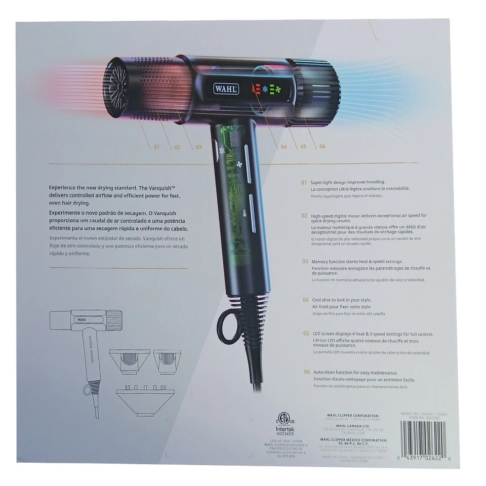 Wahl Professional 3026641 Vanquish Hair Dryer Lightweight & Controlled Airflow - Image 2 of 4