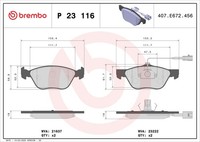 Vorderachse Brembo P 23 116 Bremsbelagsatz, Scheibenbremse FüR Alfa Romeo