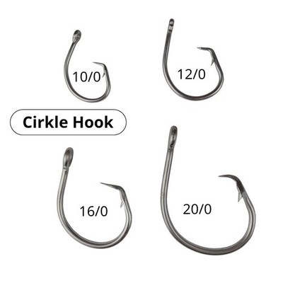 CIRCLE HOOK Gr. 10/0-20/0 Kreis Angel Haken Dorsch Heilbutt Thunfisch Norwegen