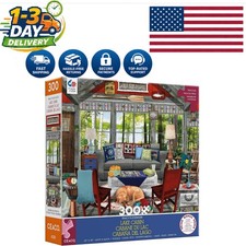 Relaxing 300-Piece Lake Scene Jigsaw Puzzle with Reference Poster Included